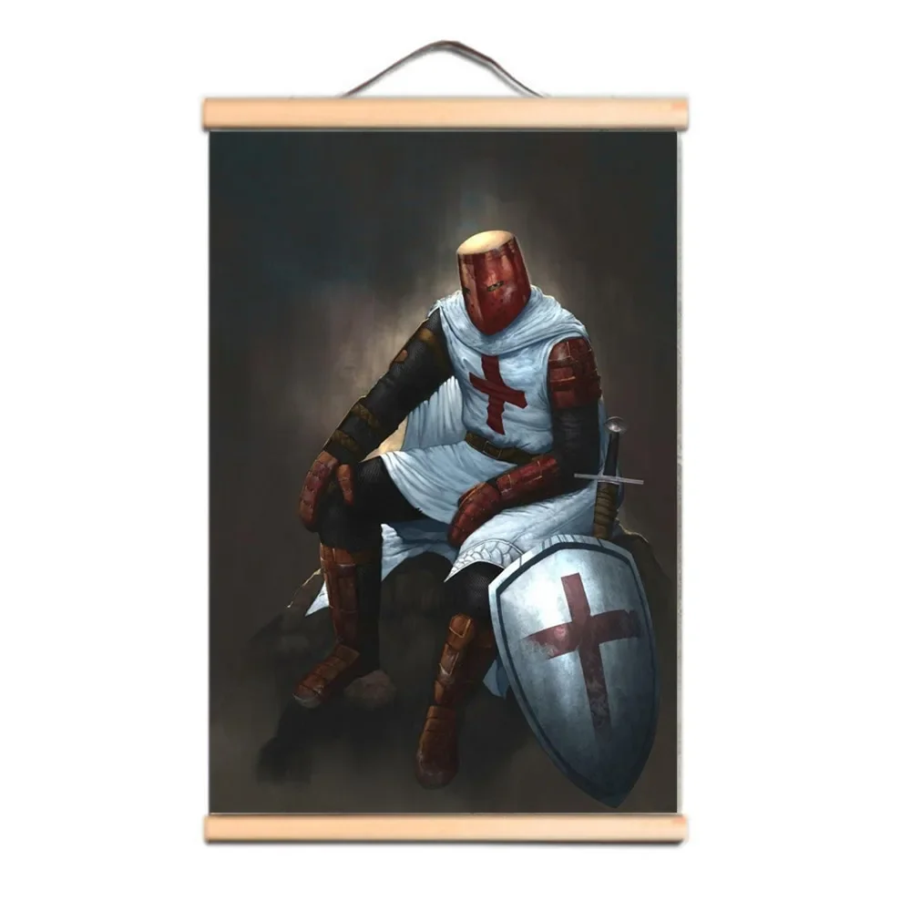 Vintage Knights Templar Art Poster Wall Chart - Upgrade Your Room Wall Decor with This Armor Warrior Canvas Scroll Painting A1