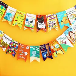 Picture Book Story Small Colorful Flags Kindergarten Classroom Decoration Fishtail Flags Pull Flags Classroom Holiday Party Decoration 3m Ropes