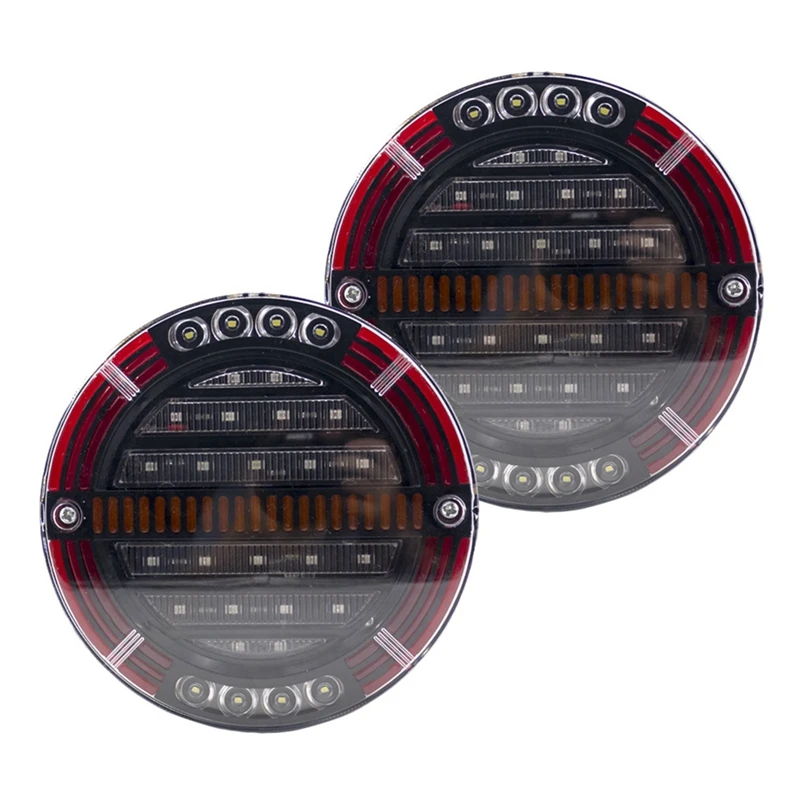 

2 шт. круглый светодиодный задний фонарь прицепа с стоп-сигналом DRL, указатель поворота, автомобильный грузовик, корабль, автобус, лодка, караван, 12 В 24 В