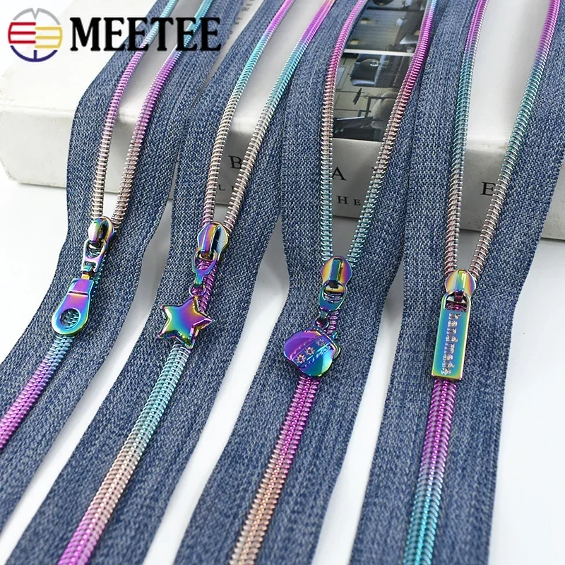 1/2/3M 5# Zipper Tapes Nylon Zippers Slider Pull Sewing Coil Plastic Zips By The Meter Pocket Handbag Zip Repair DIY Accessories