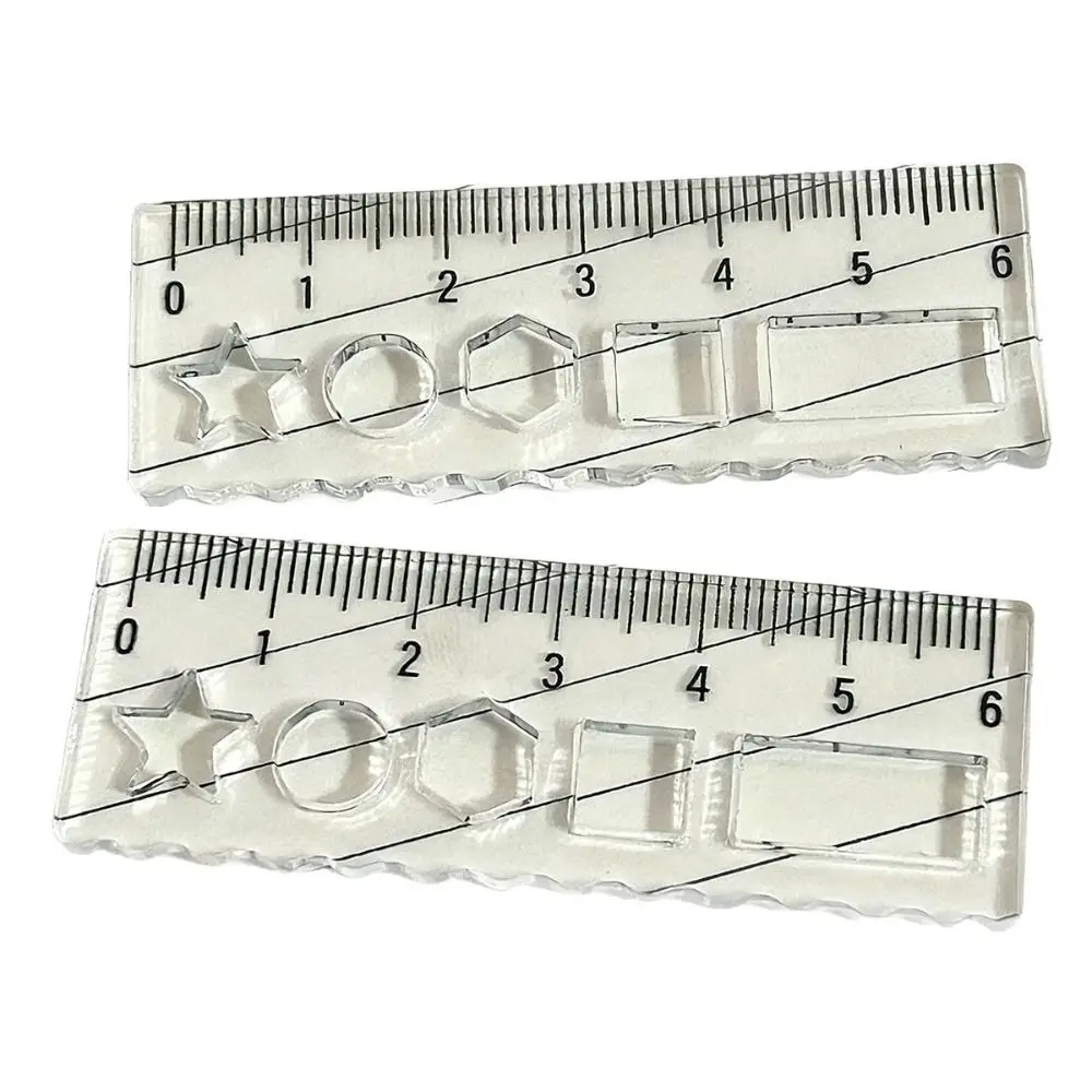 

1pcs Portable Transparent Mini Ruler with Wave Line Pocket Straight Ruler Drawing Measuring Tool Protractor School Office