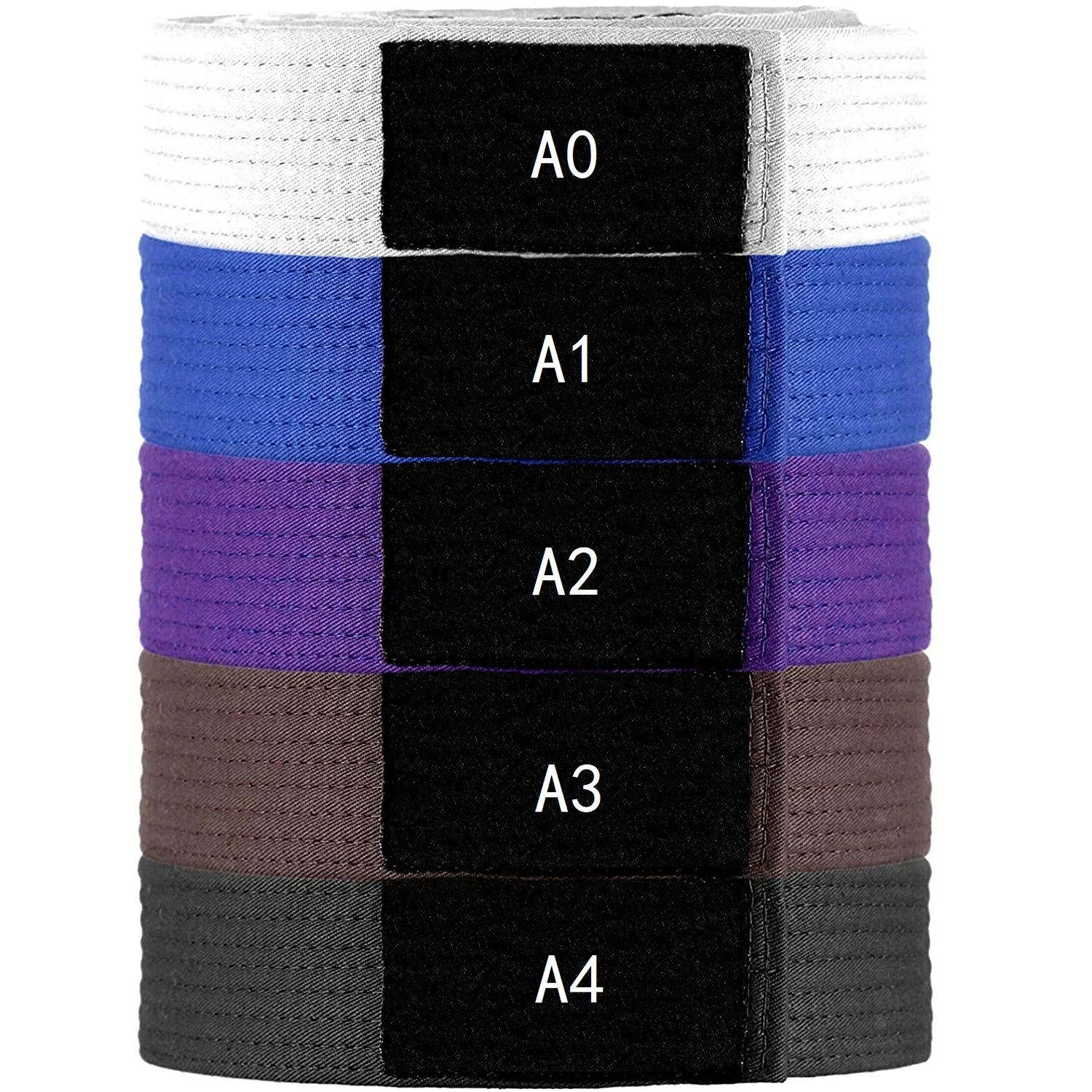 Cinturones brasileños Jiu Jitsu BJJ para adultos, 215cm-315cm, A0, A1, A2, A3, A4, negro, marrón, Morado, Azul, Blanco, nombre bordado gratis