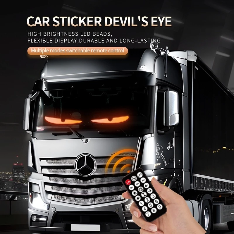 2PCS  Evil Windshield Eyes Blinking LED Lamp Eye Panel For Cars Truck Programmable LED Sign Flexible Car Window Screen Display