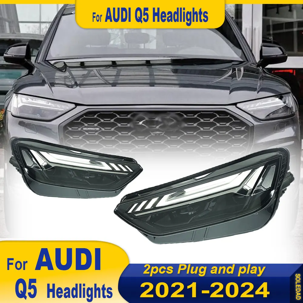 Car Headlights For Audi Q5 2021 2022 2023 2024 LED Car Lamps Daytime Running Lights Dynamic Turn Signals Car Accessories
