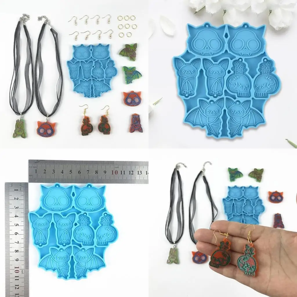 652F DIY Crafts UV Epoxy Mold Handmade Jewelry Keychain Resin Casting Mold Bat Shaped Pendant Resin Mold Silicone Mould