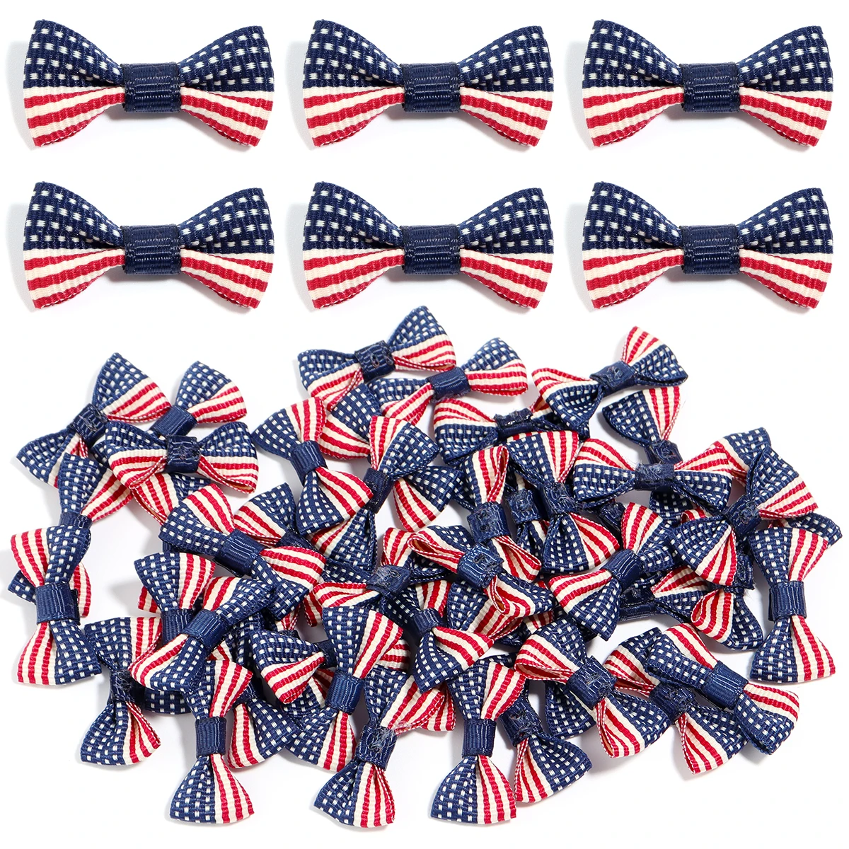 30pcs/lot American Flag Ribbon Bow Small Size Polyester Satin Ribbon Bow For Jewelry Making Diy Hair Accessory Craft Decoration