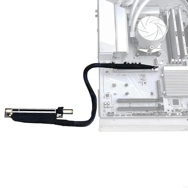 

270 Degree Angled PCIe 5.0 x16 Graphics Card Cable Braided Durability 64GT/s