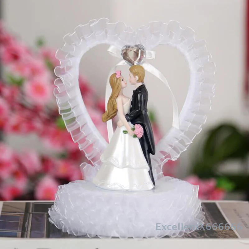 1 Pc White Cake Decor Dessert Table Adornment Wedding Layout Prop Bride Groom Craft 13*16cm