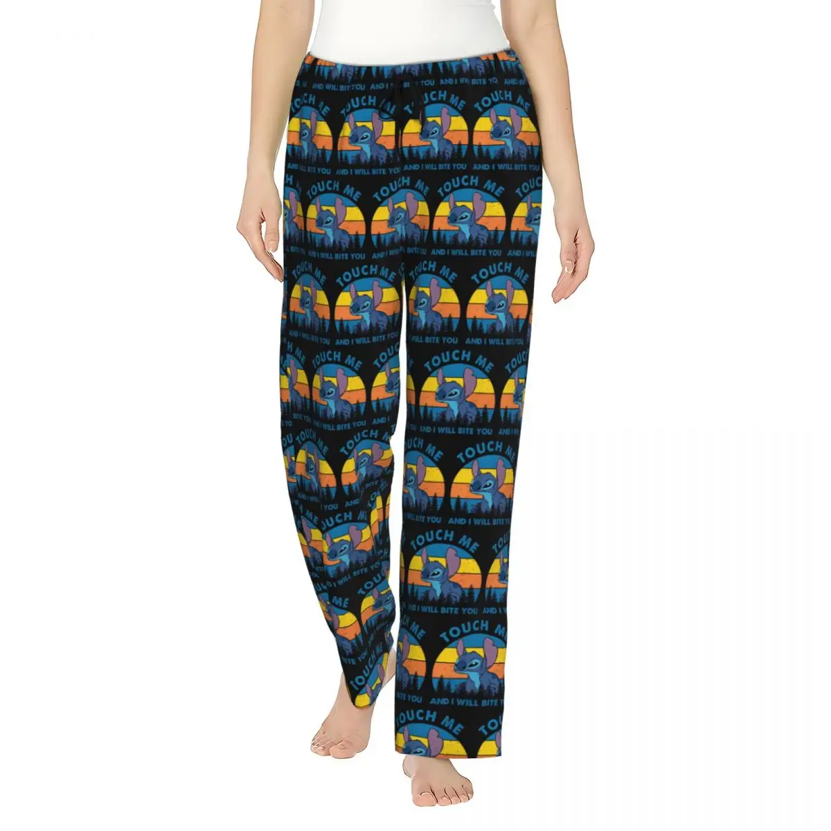 

Custom Stitch Cartoon Anime Manga Pajama Pants Sleepwear Women Elastic Waistband Sleep Lounge Bottoms with Pockets