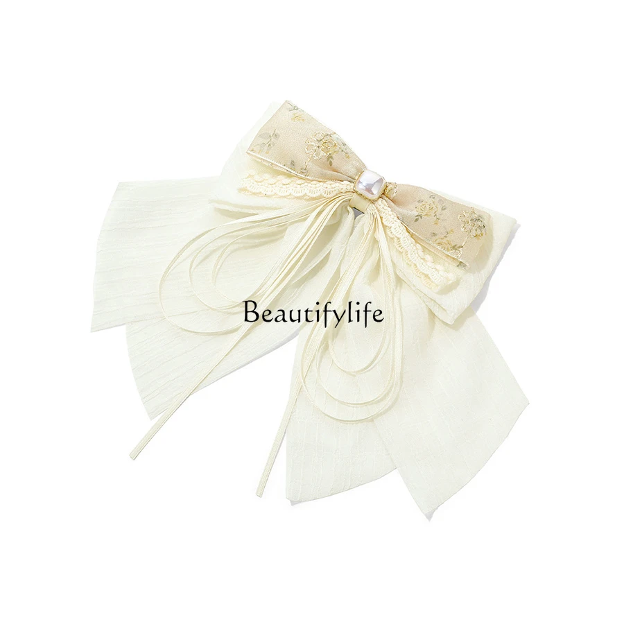 High-Grade Printed Bow Ribbon Hairpin Head Clip Elegant Hair Accessories