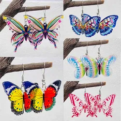 Colorful Butterfly Earrings for Women Girls Fashion Boho Cute Acrylic Insect Vacation Dangle Earrings Jewelry Gifts