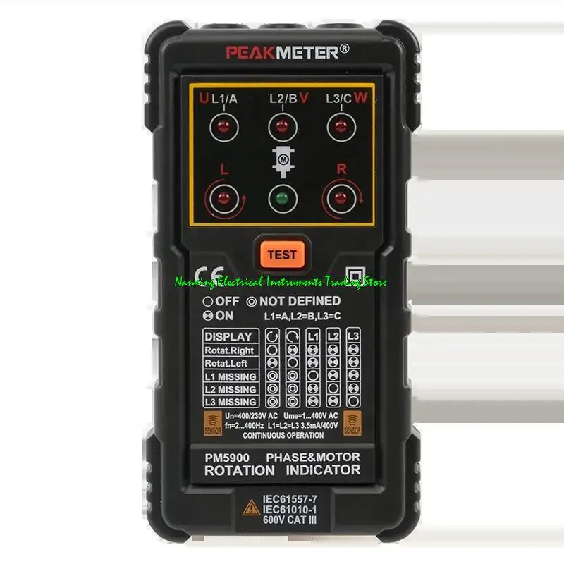 Peakmeter PM5900 phase sequence indicator motor rotation tester 3 phase inductio measurement