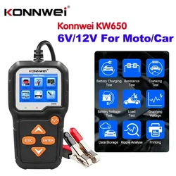 KONNWEI KW650 Car Motorcycle Battery Tester 6V 12V Auto Battery Analyzer 100 To 2000 CCA Car Moto Cranking Charging Test Tool