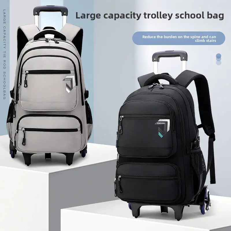 School Bag with wheels Rolling Backpack for boy Kids Student Wheeled Backpack Trolley School Bag Travel Trolley backpack Luggage