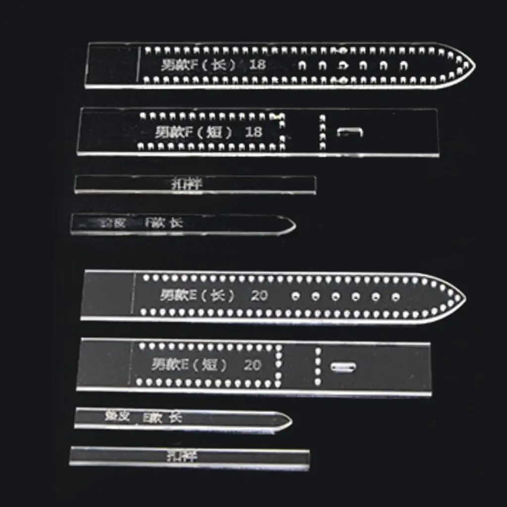 4pcs/Set 18mm/20mm DIY Leather Craft Acrylic Watch Strap Band Stencils Templates