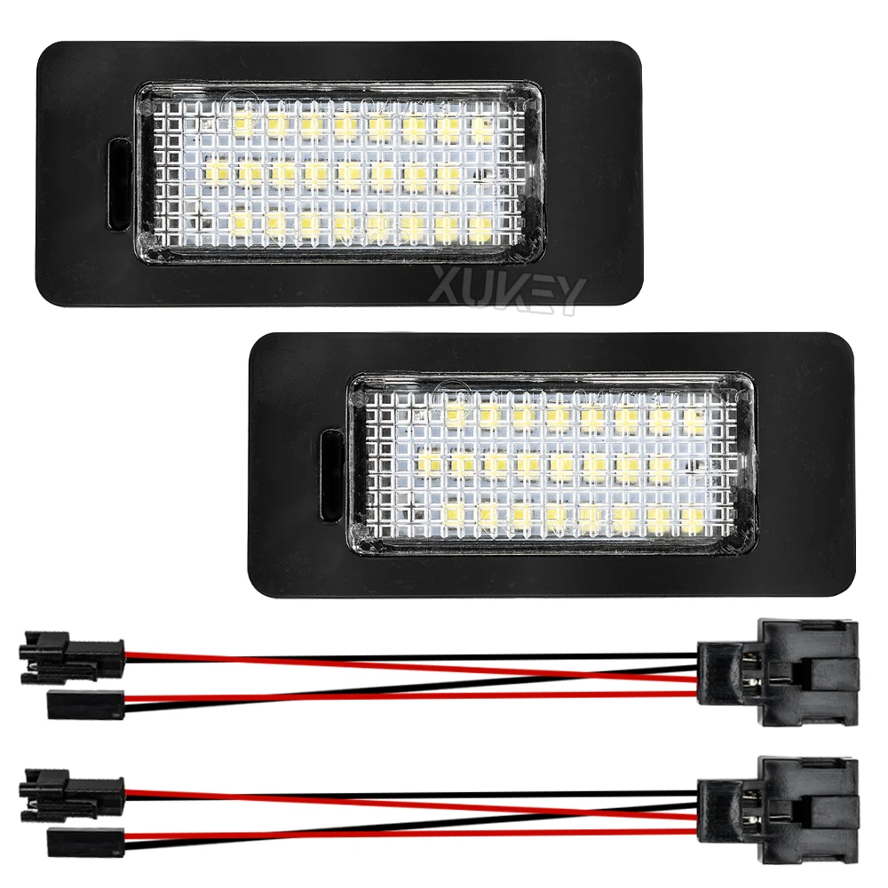 2PCS 24-SMD Bright LED Number License Plate Light For SKODA For Rapid Yeti Octavia 3 Superb B6 Fabia No Error Car Accessories