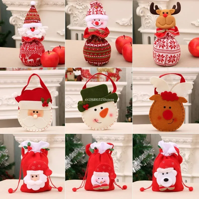 Bolsas de regalo de tela de Navidad, bolso de mano de Papá Noel, muñeco de nieve, oso de alce, decoración navideña para el hogar, colgantes, adornos navideños, 2025