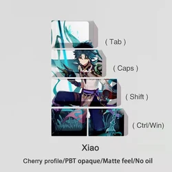Genshin Impact Keycaps 5 Keys/set Tab CapsLK Shift Ctrl Win Key Caps Cherry Profile PBT Dye Subbed Anime Cartoon Gaming Keycap