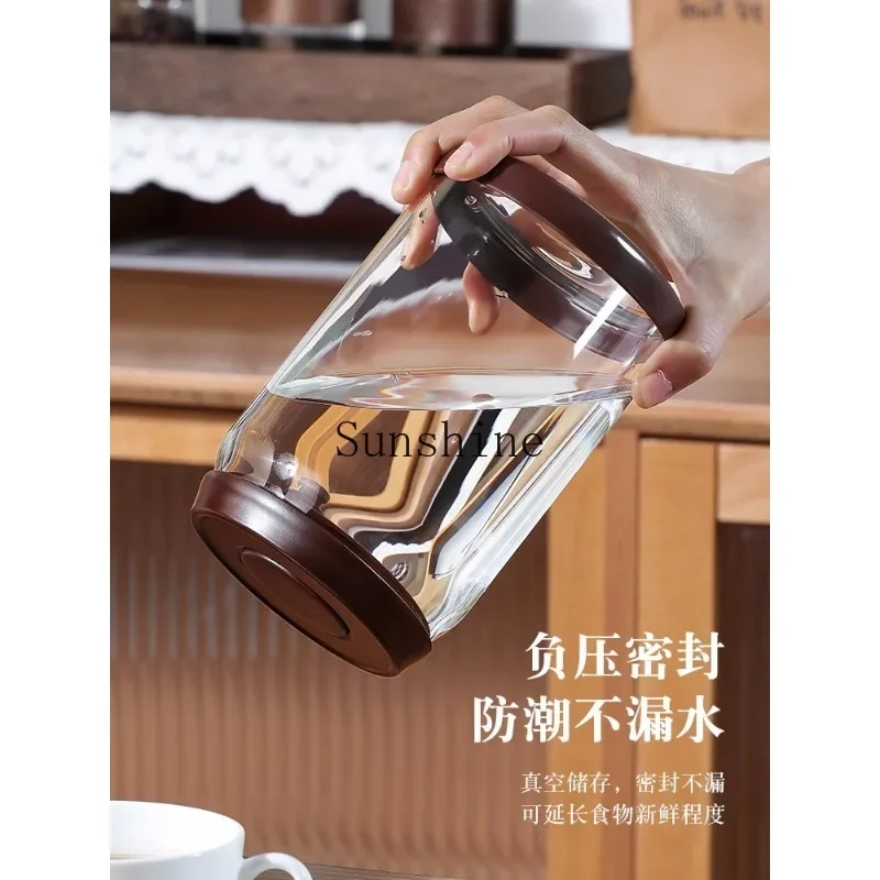 Vacuum glass sealed jar Household tea and coffee powder storage tank