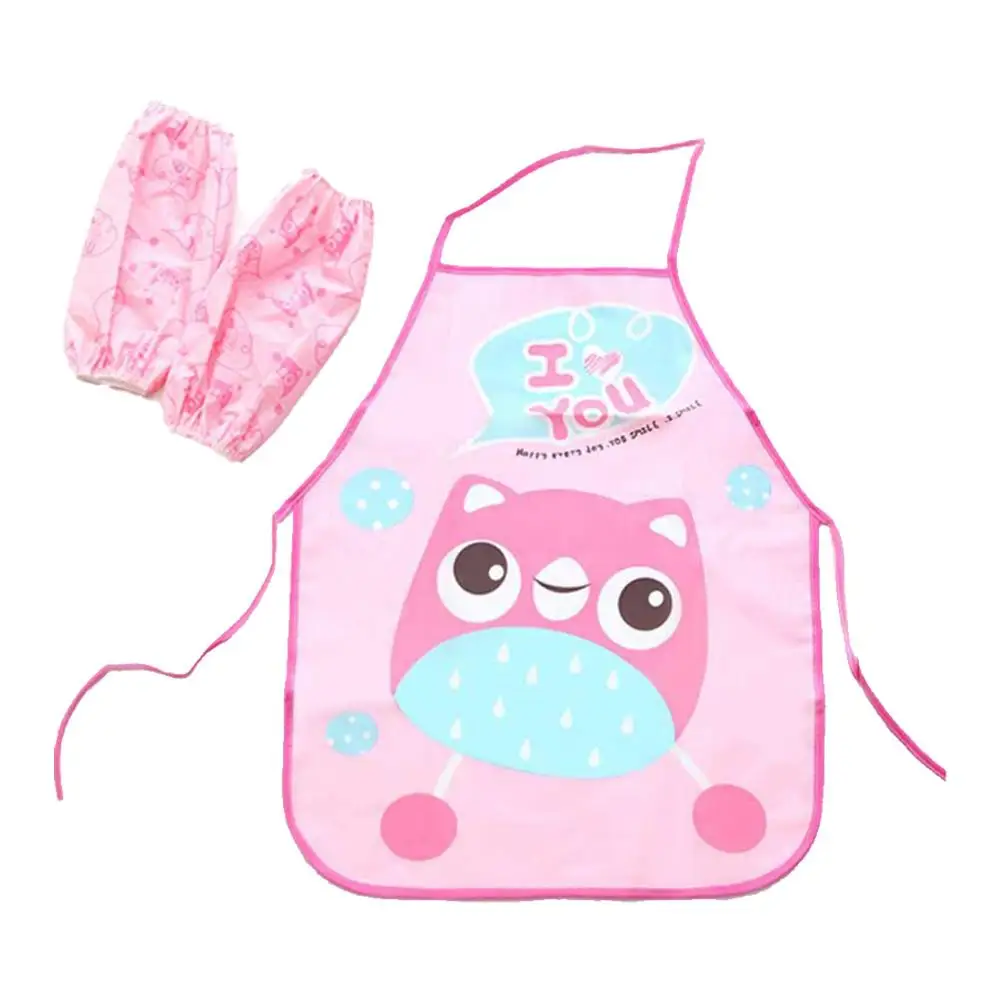 Children Waterproof Long Sleeve Art Smock Apron Cartoon Clothing Aprons Food Girls Boys Painting Bibs Kids Baby V4u9