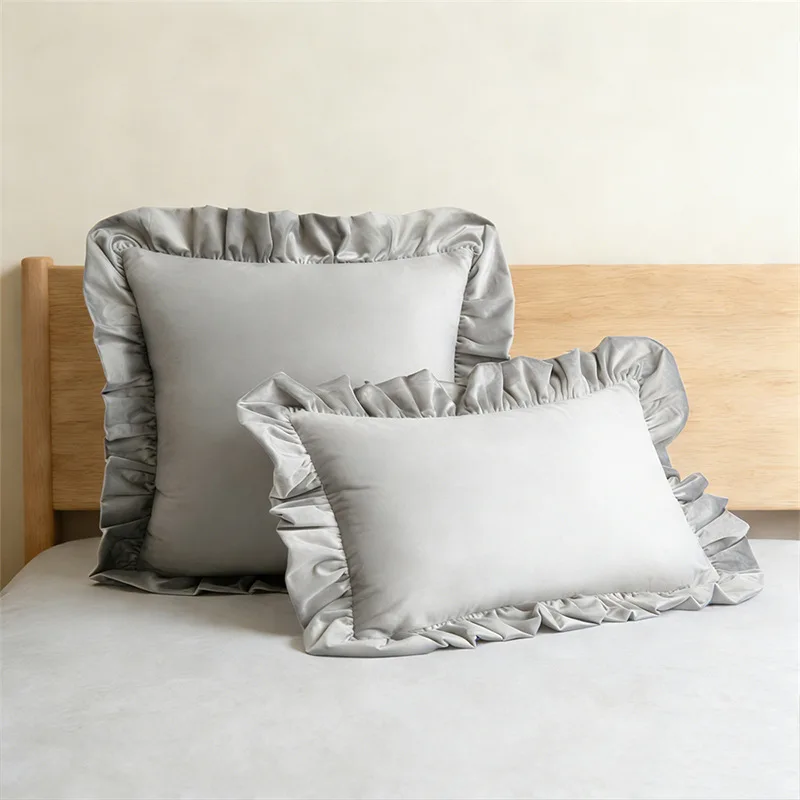 1pc Ruffle Velvet Cushion Cover 45*45cm Decorative Pillowcase for Sofa Living Room Throw Pillow Cover Beige Pink Grey