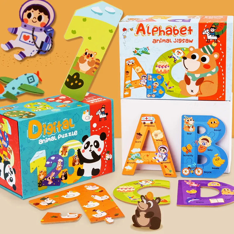 Infant cognitive puzzles, large letters, numbers, early education training, logical thinking development, educational toys