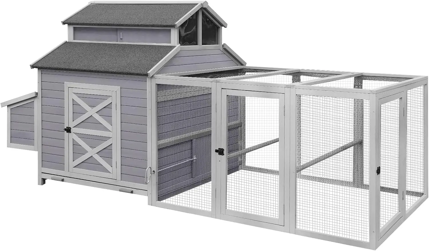 Aivituvin 115in Chicken Coop Outdoor Large Hen House, Wooden Poultry Cage with Nesting Box, Run -4 Access Areas