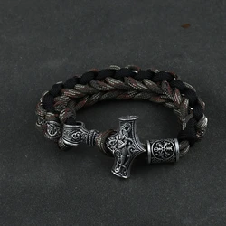 Thor Hammer Norse Runes Bracelet Vikingo Runes Beads Vegvisir Compass Amulet Viking Bracelet Slavic Accessorier