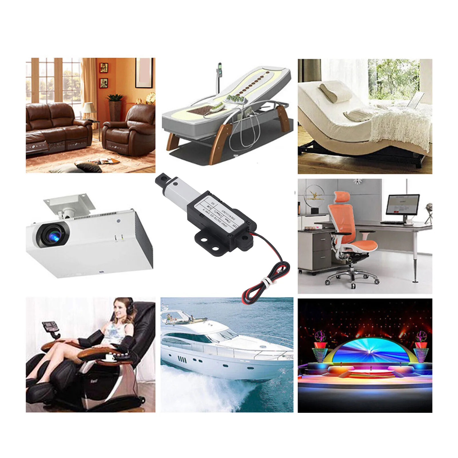 المحرك الخطي الصغير الكهربائي 20 مللي متر السكتة الدماغية 50N DC24V 15 مللي متر/ثانية مع الجناح ل أريكة روبوت التلفزيون مكتب خزانة نافذة المحرك الخطي الصغير