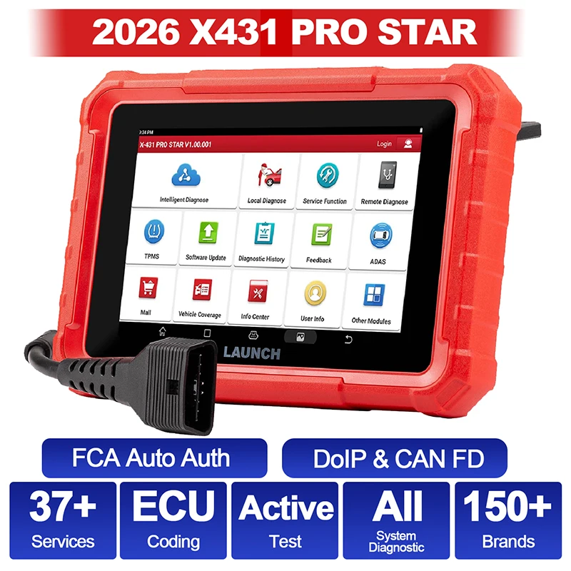 

Диагностический сканер LAUNCH X431 PRO STAR OBD2 для полной диагностики автомобиля, поддержка CAN FD, DOIP, кодов ECU, активных тестов, 37+ функций сброса, автомобильный сканер