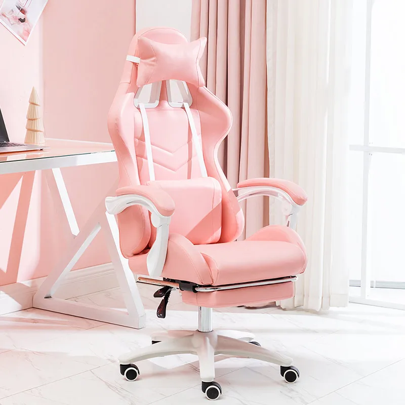 Macaron Series Pink Game Chair Girls Home Reclining Comfortable Swivel Chair Anchor Broadcast Student Game Computer Chair