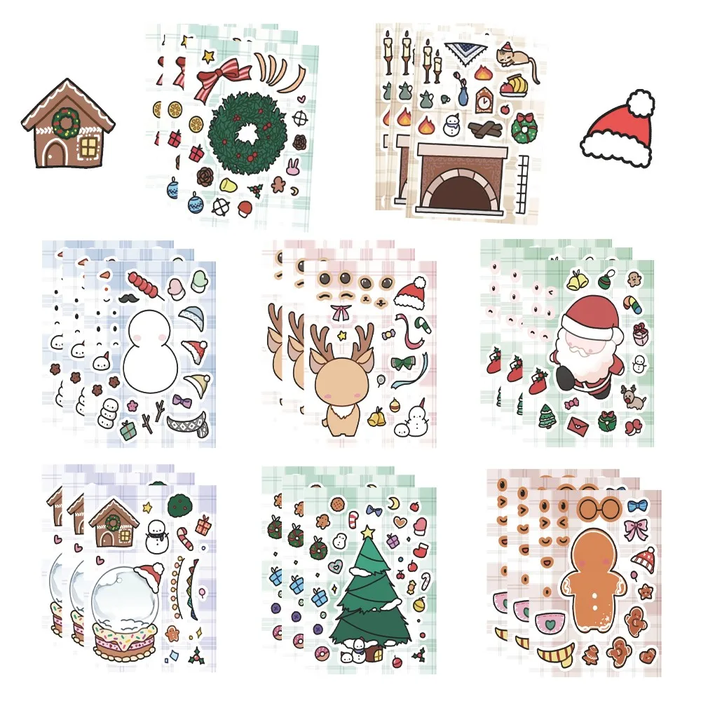 8 Pieces Christmas Themed Stickers - Festive Decals for Hand