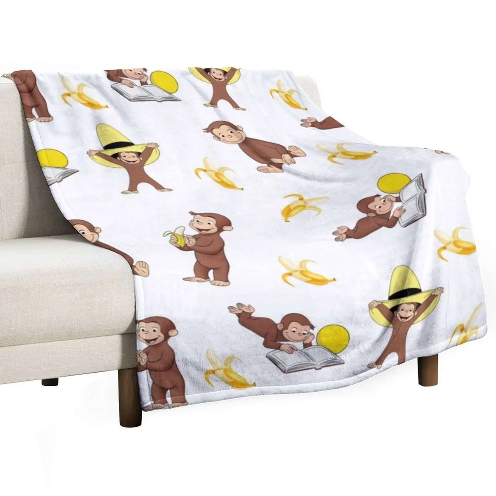 

George the curious monkey cartoon for kids pack Throw Blanket Tourist Thermal Bed Fashionable Soft Plush Plaid Blankets