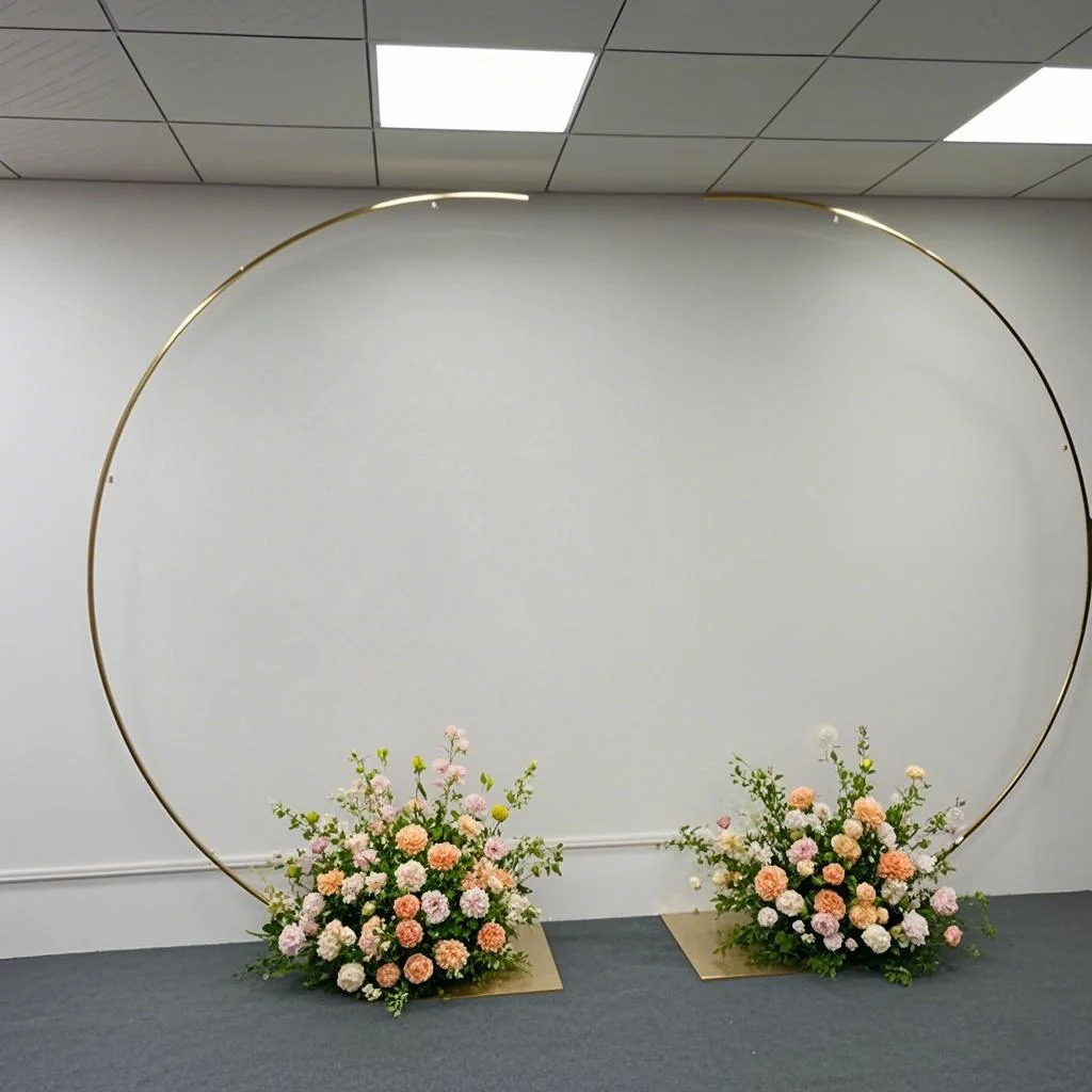 

2pcs)hot salepainted gold large arch half round wedding metal arch frame wedding set