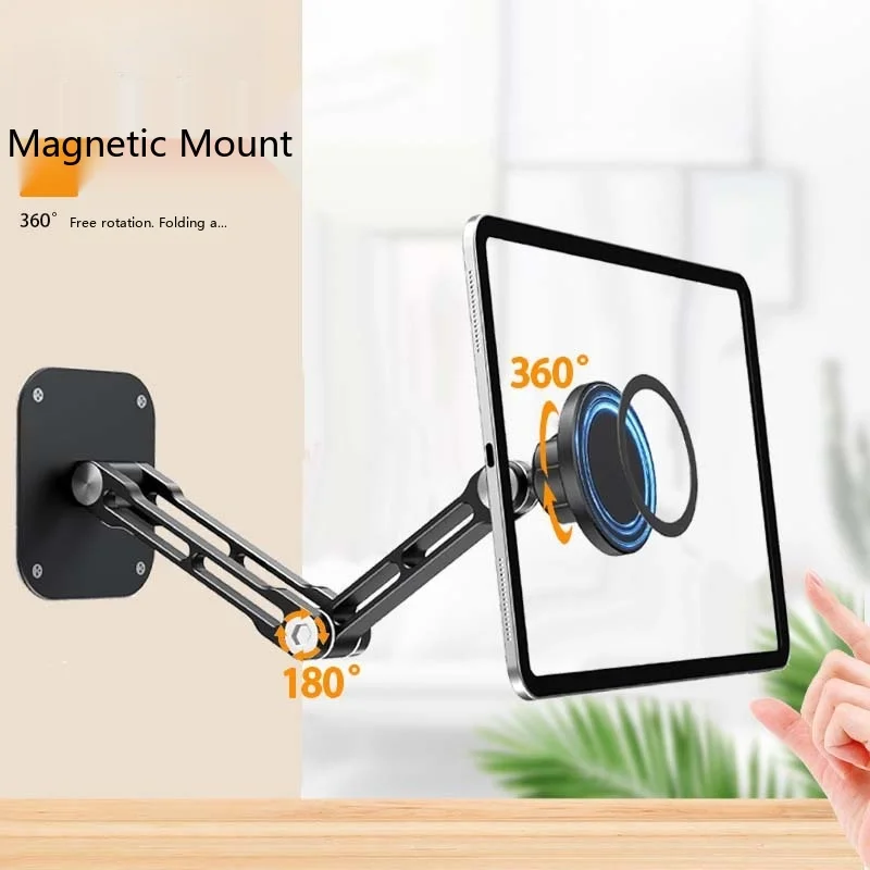 17mm Ball Head Wall Mount Tablet Phone Stand Mechanical Arm Telescopic Aluminum Alloy Magnetic