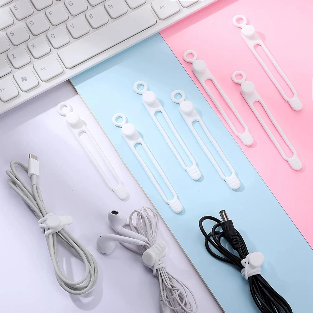 

40Pcs Silicone Cable Straps Wire Organizer for Earphone, Audio, Reusable Fastening Cable Ties Cord O