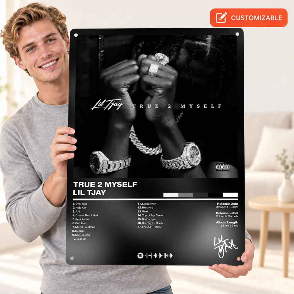Lil Tjay True 2 Myself Aluminum Poster Personalized Metal Sign Album Cover Design Wall Art For Record Corner Housewarming Gift