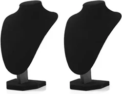 2pcs/Black Velvet Necklace Small Holder Stand Display Stands Mannequin Bust Jewelry Organizer Displays For Shop Event Shows