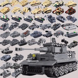 MOC WW2 Military Tank Series Building Blocks Army Soldier Vehicle Special Force Armored Car Weapon Cannon Truck Bricks Toys Gift