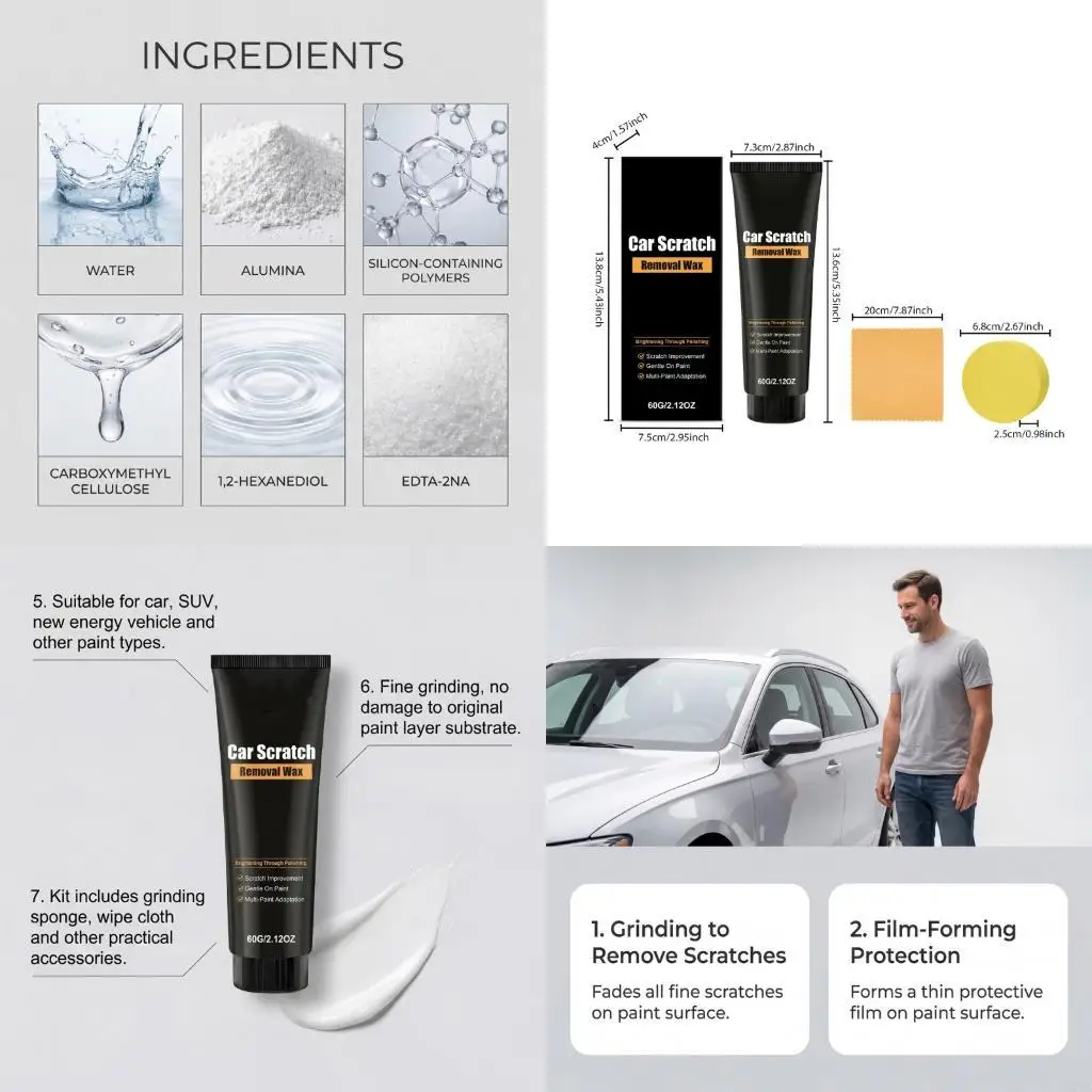 Auto Paint Scratch Remover Cream Protects Vehicle Finish Scratch Repair Solution D7YA