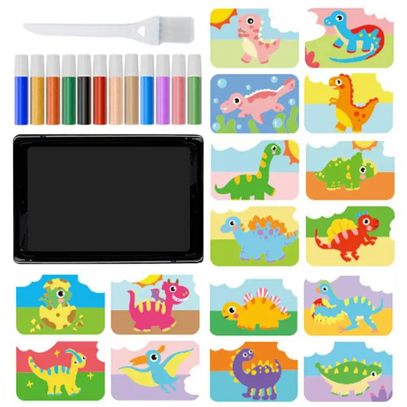 Peel And Stick Sand Art Color Sand Art Pictures Kits Kids Kits Includes 1 Tray 1 Brush 12 Colors Of Sand 16 Peel & Sprinkle