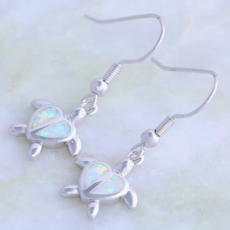 JLE1467 Cute Little Turtle Earrings Show Whitem Opal  Ladies Fashion Jewelry