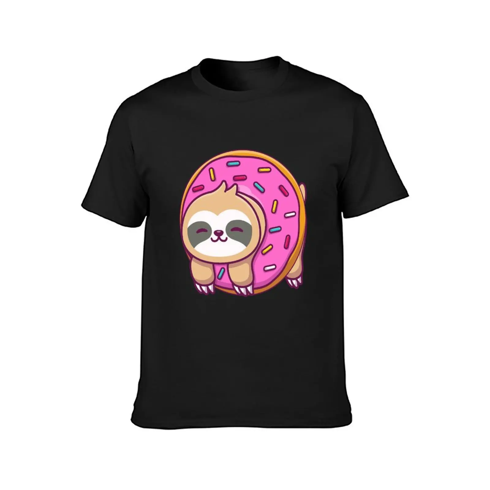 Cute sloth with doughnut cartoon T-Shirt graphic shirts animal prinfor boys quick-drying plain white t shirts men