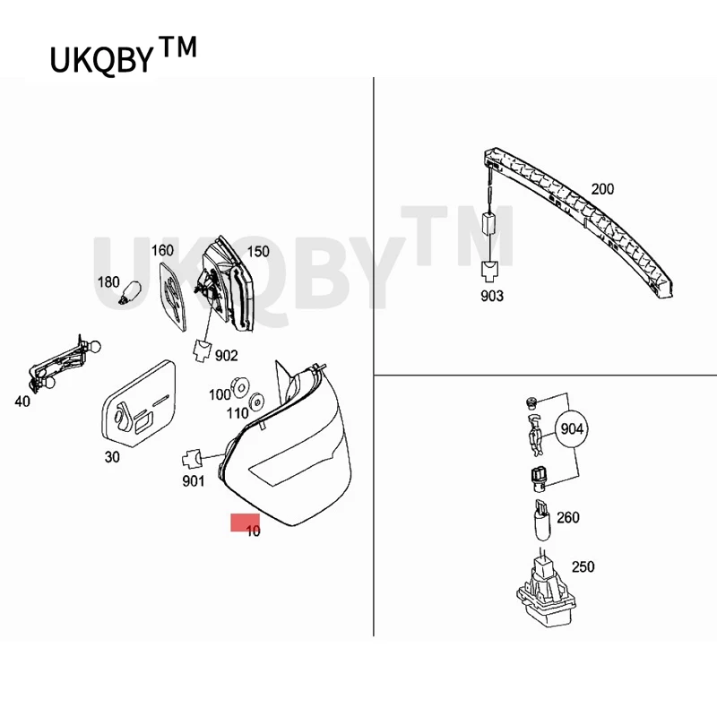 CAR tail light wE220 E250 E200mer ced enz E300 E350 E200 E180 Brake light Reversing light Anti-collision light assembly Rear bum