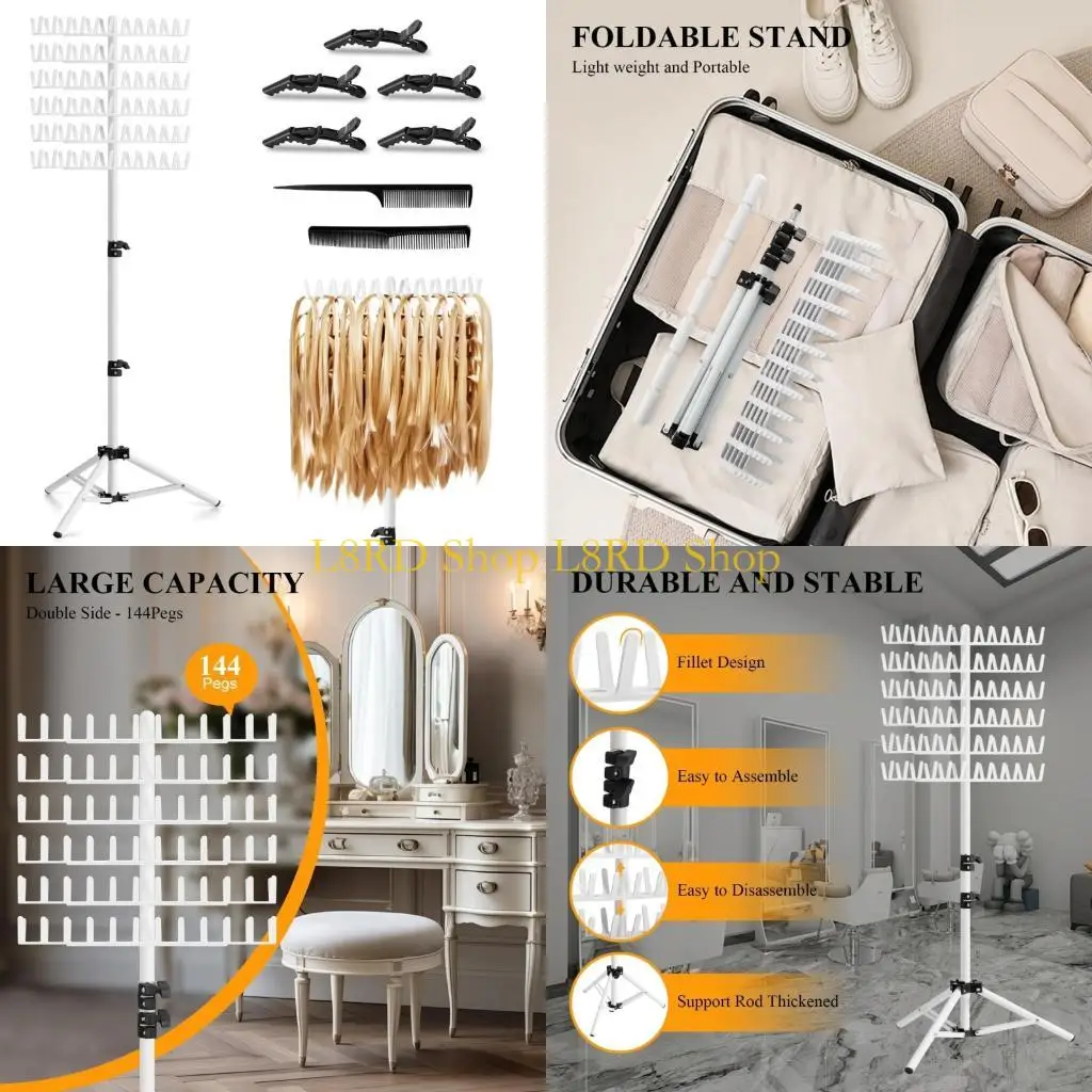 L8RD 144 Pegs Braiding Hair Rack Hair Divider Rack for Braiding Hair Separator Stand