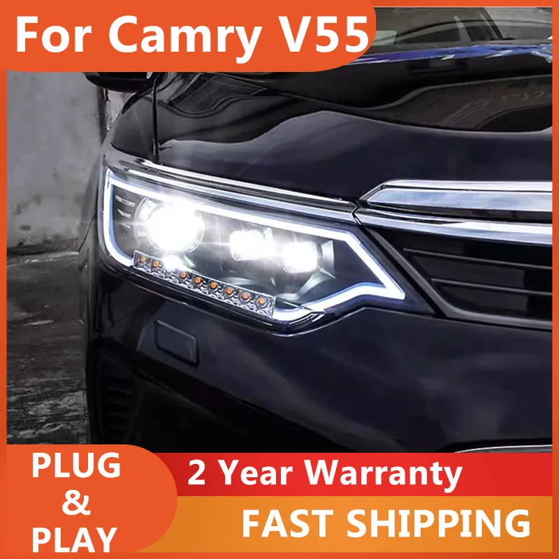 

Автомобильные аксессуары для фар Toyota Camry 2015-2016 Camry V55, фара DRL, указатель поворота, ближний свет, линза проектора