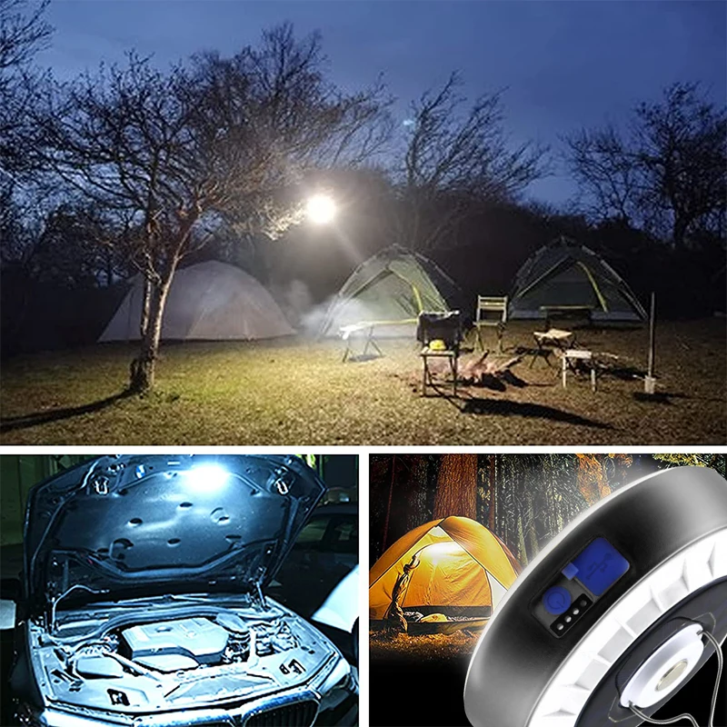 Imagem -06 - Solar Recarregável Led Camping Lanterna com Ímã Luzes Portáteis de Tenda Controle Remoto Luz Forte Iluminação do Trabalho