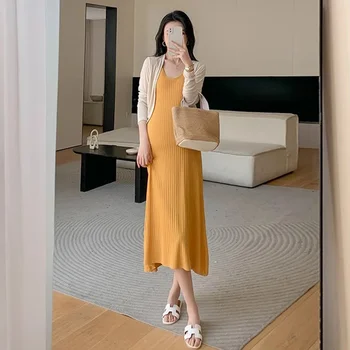 베이지 블랙 임신 여름 드레스 퍼프 슬리브 출산 쉬폰 드레스 달콤한 임산부 짧은 주름 드레스 