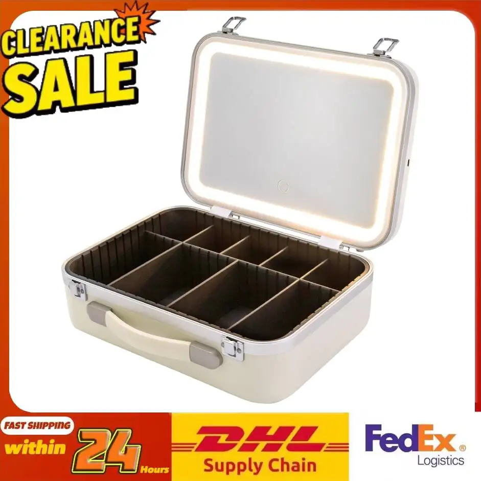 

Органайзер для косметики с LED-зеркалом и аккумулятором 2000 мАч, регулируемый, для туалетного столика