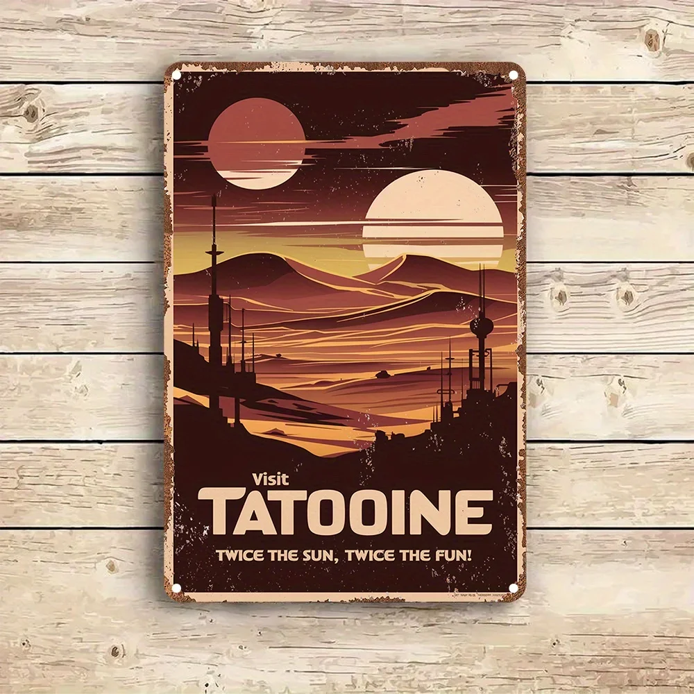 Vintage Tatooine Art Sign - Retro Aluminum Wall Decor with 